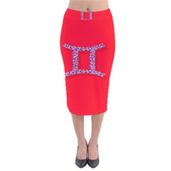 Illustrated Zodiac Red Purple Star Polka Dot Grey Velvet Midi Pencil Skirt by Mariart