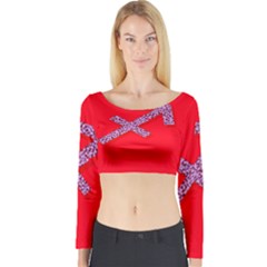 Illustrated Zodiac Star Red Purple Long Sleeve Crop Top by Mariart