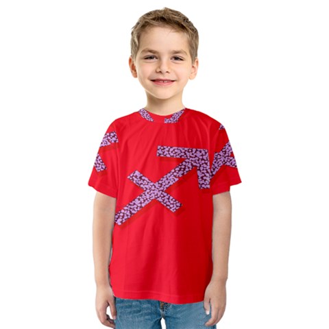 Illustrated Zodiac Star Red Purple Kids  Sport Mesh Tee by Mariart