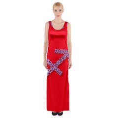 Illustrated Zodiac Star Red Purple Maxi Thigh Split Dress by Mariart