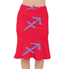 Illustrated Zodiac Star Red Purple Mermaid Skirt