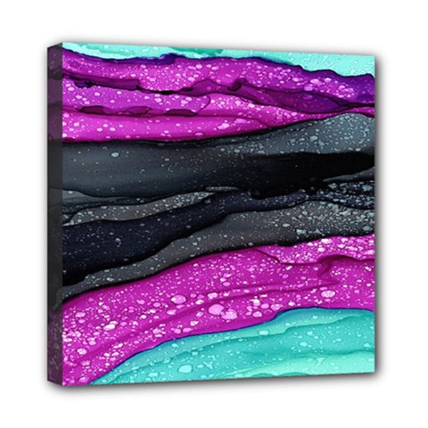 Green Pink Purple Black Stone Mini Canvas 8  X 8  by Mariart