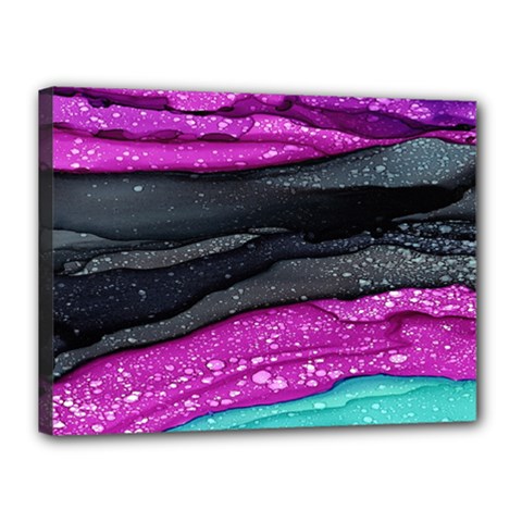 Green Pink Purple Black Stone Canvas 16  X 12  by Mariart