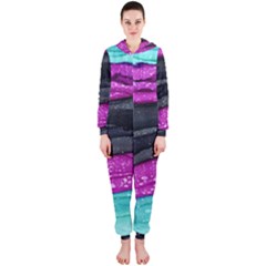 Green Pink Purple Black Stone Hooded Jumpsuit (ladies)  by Mariart