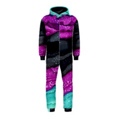 Green Pink Purple Black Stone Hooded Jumpsuit (kids) by Mariart