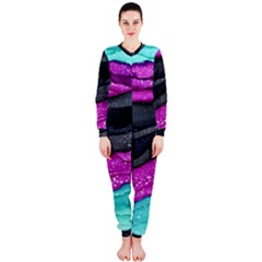 Green Pink Purple Black Stone Onepiece Jumpsuit (ladies)  by Mariart