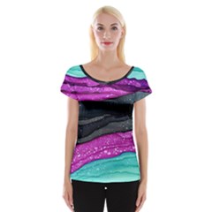 Green Pink Purple Black Stone Women s Cap Sleeve Top by Mariart