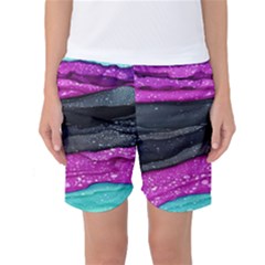 Green Pink Purple Black Stone Women s Basketball Shorts by Mariart