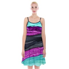 Green Pink Purple Black Stone Spaghetti Strap Velvet Dress by Mariart