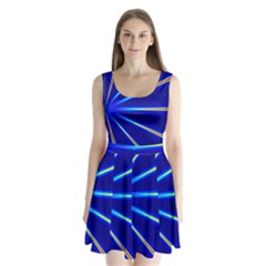 Light Neon Blue Split Back Mini Dress  by Mariart