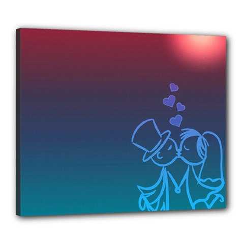 Love Valentine Kiss Purple Red Blue Romantic Canvas 24  X 20  by Mariart