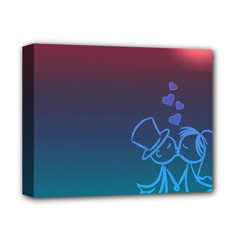 Love Valentine Kiss Purple Red Blue Romantic Deluxe Canvas 14  X 11  by Mariart