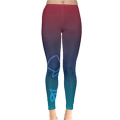 Love Valentine Kiss Purple Red Blue Romantic Leggings  by Mariart