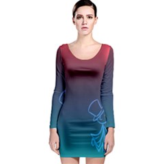 Love Valentine Kiss Purple Red Blue Romantic Long Sleeve Bodycon Dress by Mariart