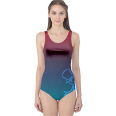 Love Valentine Kiss Purple Red Blue Romantic One Piece Swimsuit by Mariart