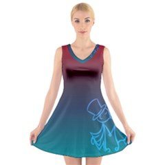 Love Valentine Kiss Purple Red Blue Romantic V-neck Sleeveless Skater Dress by Mariart