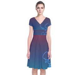 Love Valentine Kiss Purple Red Blue Romantic Short Sleeve Front Wrap Dress by Mariart