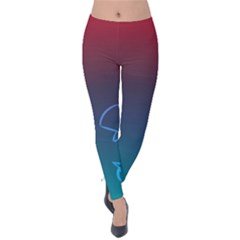 Love Valentine Kiss Purple Red Blue Romantic Velvet Leggings by Mariart