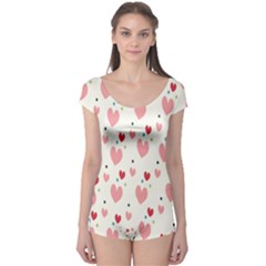 Love Heart Pink Polka Valentine Red Black Green White Boyleg Leotard  by Mariart