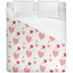 Love Heart Pink Polka Valentine Red Black Green White Duvet Cover (california King Size) by Mariart