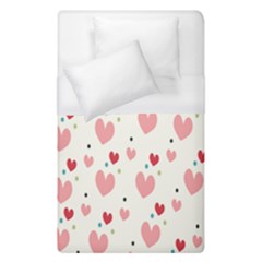 Love Heart Pink Polka Valentine Red Black Green White Duvet Cover (single Size) by Mariart