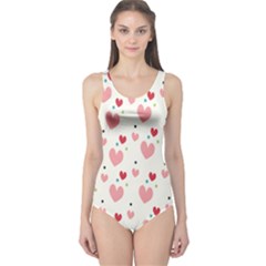 Love Heart Pink Polka Valentine Red Black Green White One Piece Swimsuit by Mariart