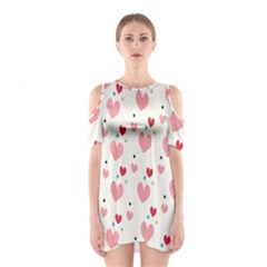 Love Heart Pink Polka Valentine Red Black Green White Shoulder Cutout One Piece by Mariart