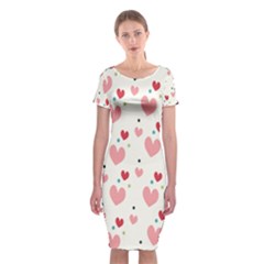 Love Heart Pink Polka Valentine Red Black Green White Classic Short Sleeve Midi Dress by Mariart