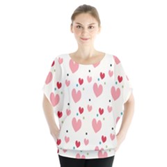 Love Heart Pink Polka Valentine Red Black Green White Blouse