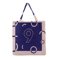 Number 9 Blue Pink Circle Polka Grocery Tote Bag by Mariart