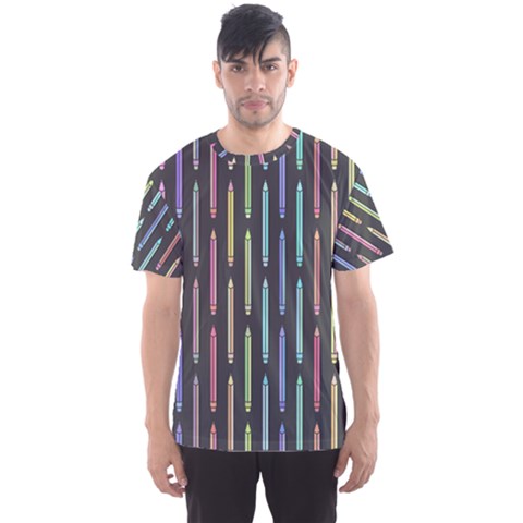 Pencil Stationery Rainbow Vertical Color Men s Sport Mesh Tee by Mariart