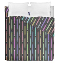 Pencil Stationery Rainbow Vertical Color Duvet Cover Double Side (queen Size) by Mariart