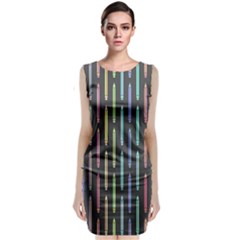 Pencil Stationery Rainbow Vertical Color Classic Sleeveless Midi Dress