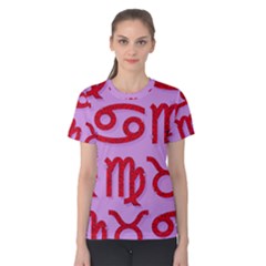 Illustrated Zodiac Red Purple Star Women s Cotton Tee