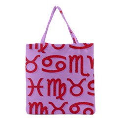 Illustrated Zodiac Red Purple Star Grocery Tote Bag by Mariart