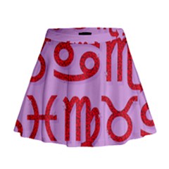 Illustrated Zodiac Red Purple Star Mini Flare Skirt by Mariart