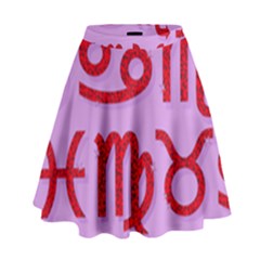 Illustrated Zodiac Red Purple Star High Waist Skirt by Mariart