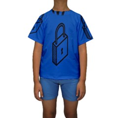 Padlock Love Blue Key Kids  Short Sleeve Swimwear by Mariart