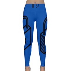 Padlock Love Blue Key Classic Yoga Leggings by Mariart