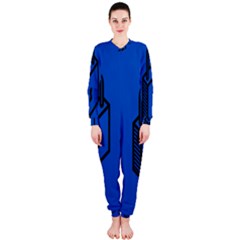 Padlock Love Blue Key Onepiece Jumpsuit (ladies)  by Mariart