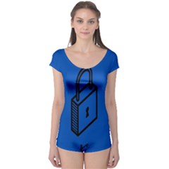 Padlock Love Blue Key Boyleg Leotard  by Mariart