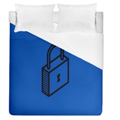 Padlock Love Blue Key Duvet Cover (queen Size) by Mariart