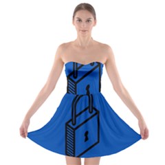 Padlock Love Blue Key Strapless Bra Top Dress by Mariart