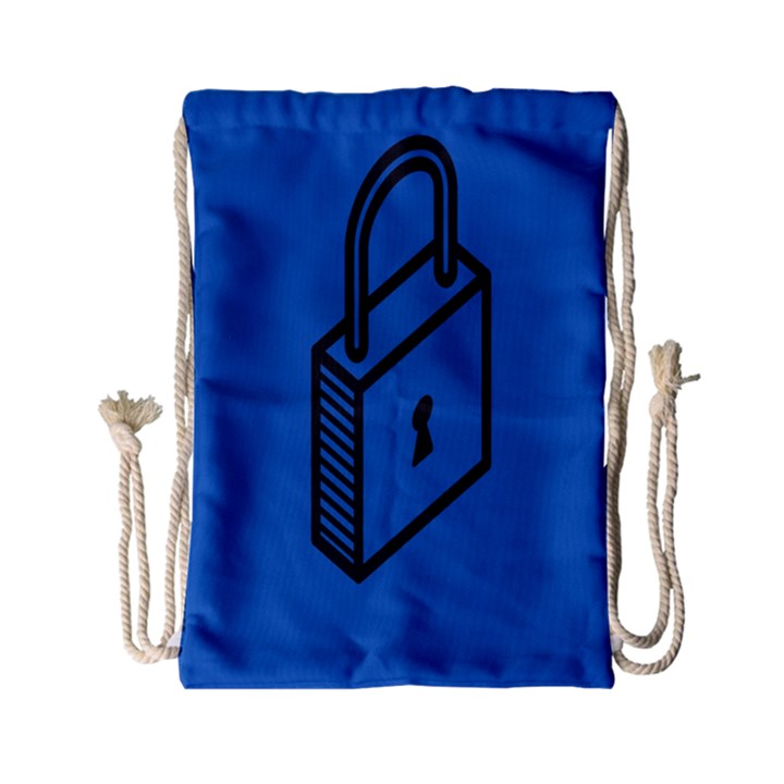 Padlock Love Blue Key Drawstring Bag (Small)