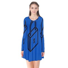 Padlock Love Blue Key Flare Dress by Mariart