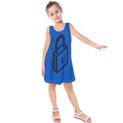 Padlock Love Blue Key Kids  Sleeveless Dress by Mariart