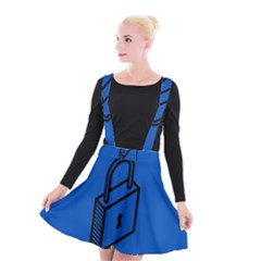 Padlock Love Blue Key Suspender Skater Skirt by Mariart