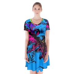 Colors Short Sleeve V-neck Flare Dress by Valentinaart