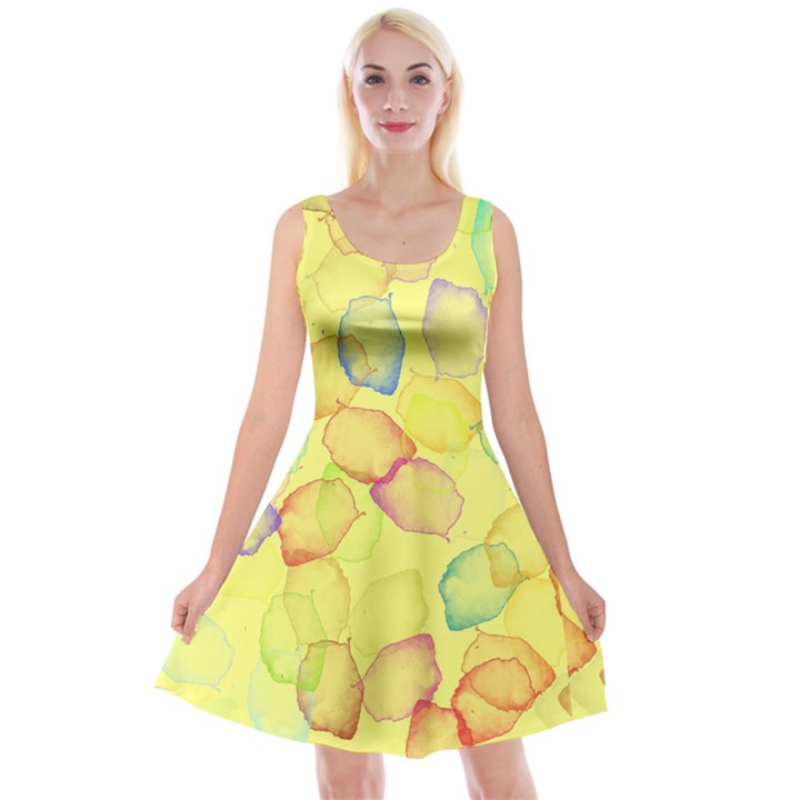 Watercolors on a yellow background                     Reversible Velvet Sleeveless Dress