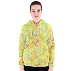 Watercolors On A Yellow Background                Women s Zipper Hoodie by LalyLauraFLM